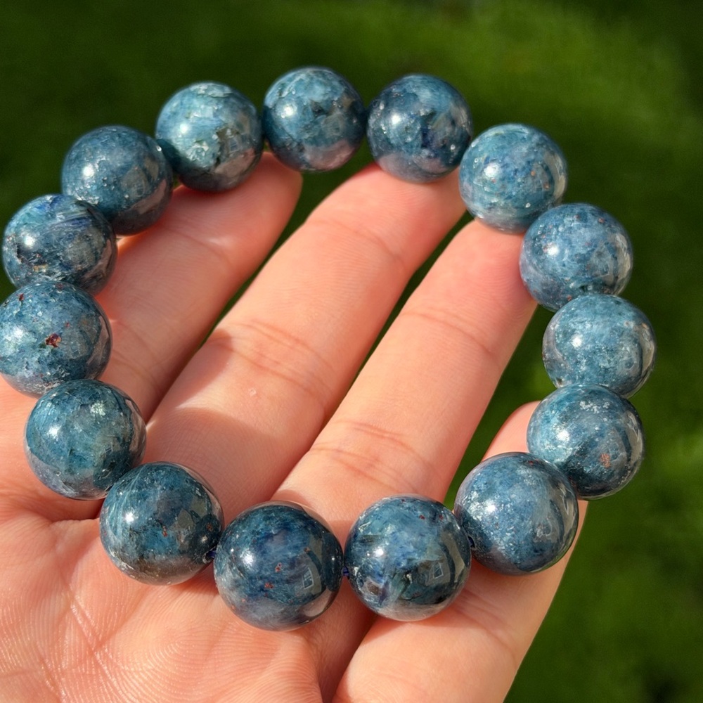 14mm stretchable blue apatite bracelet 0953 - Picture 6 of 9